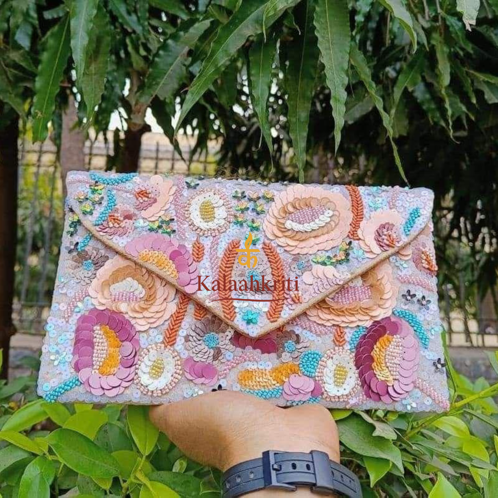Multi Floral Embellished Suede Sling Bag Exporter In India